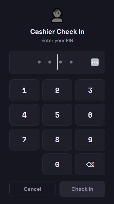 Cashier PIN Check-In